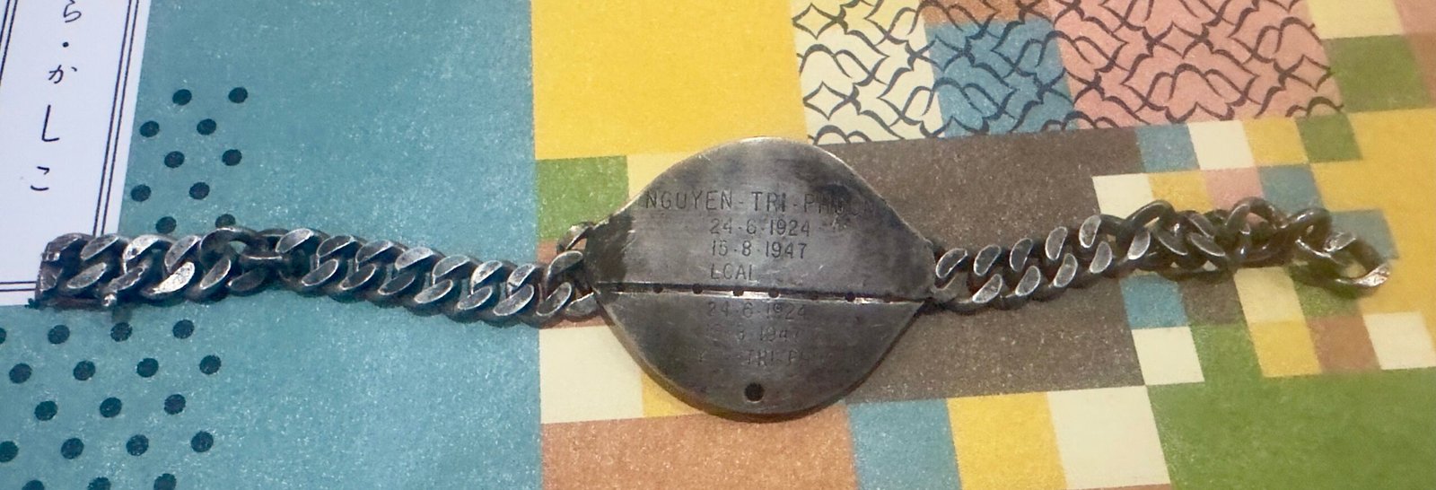 Annamite -> Indochina War - French DogTags Chain Bracelet “ Nguyen Tri Phuong “